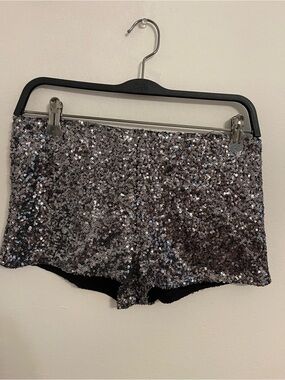 Alythea Silver Sequin Shorts . Size Small